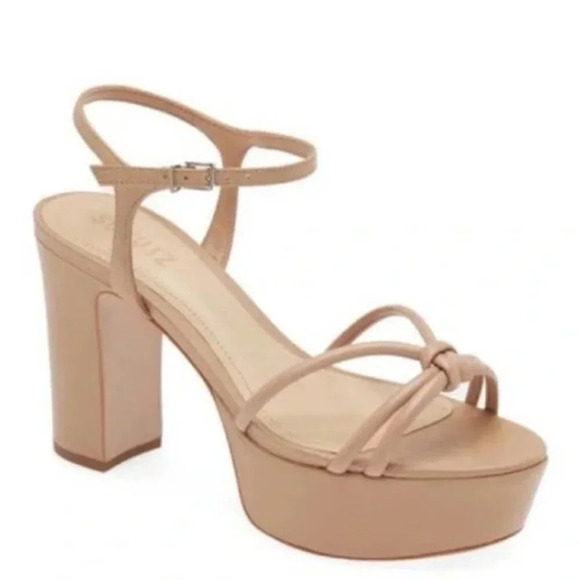 New! Schutz Kelsie Platform Leather Strappy Heeled Sandal Size 9.5 - Picture 1 of 7